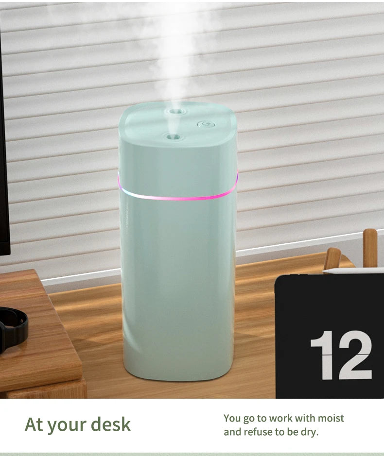 600ml Dual Nozzle USB Humidifier with 7-Colour Ambient Light
