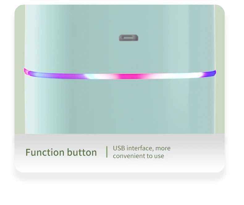 600ml Dual Nozzle USB Humidifier with 7-Colour Ambient Light