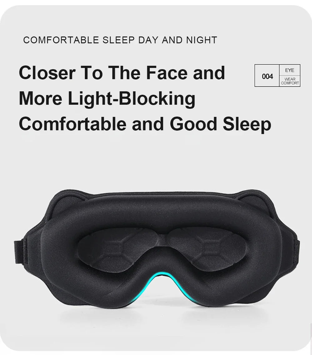 3D Contour Sleep Mask – Total Blackout Eye Mask with Adjustable Strap