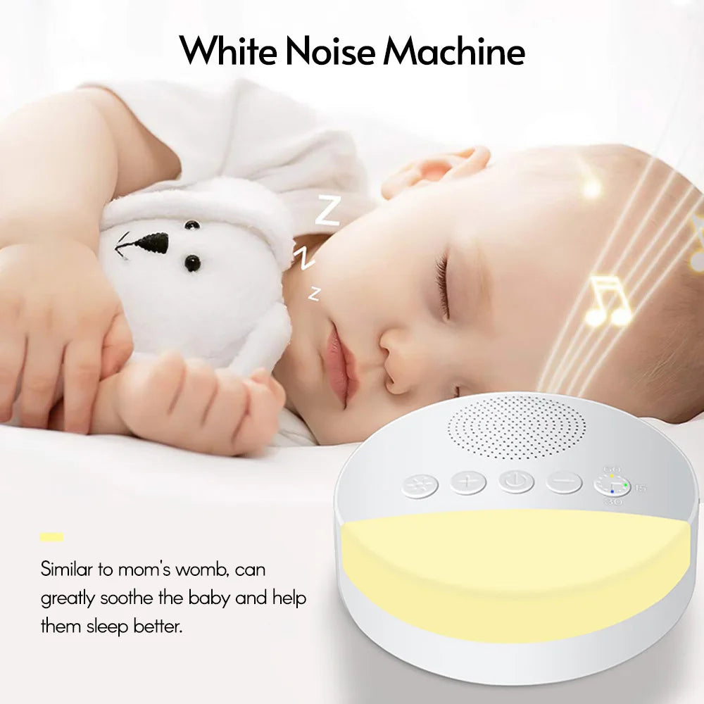 Baby White Noise Machine with Night Light – USB Rechargeable Sleep Sound Machine