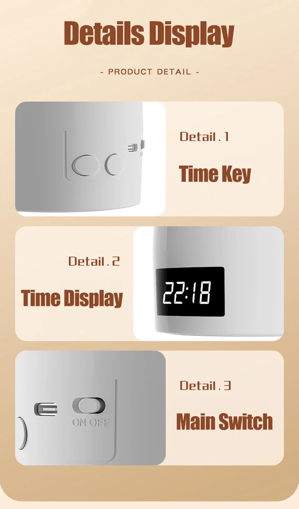 DreamGlow™ Rechargeable Touch Night Light – 3 Colour Modes