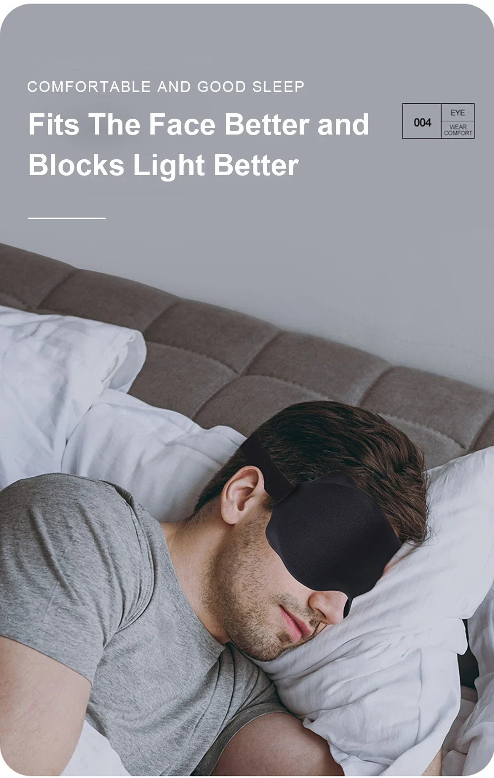 3D Contour Sleep Mask – Total Blackout Eye Mask with Adjustable Strap
