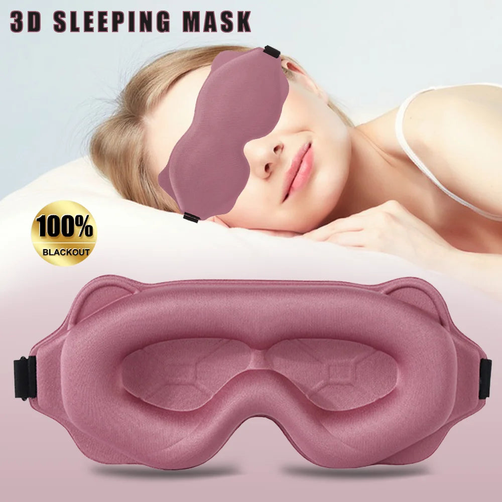 3D Contour Sleep Mask – Total Blackout Eye Mask with Adjustable Strap