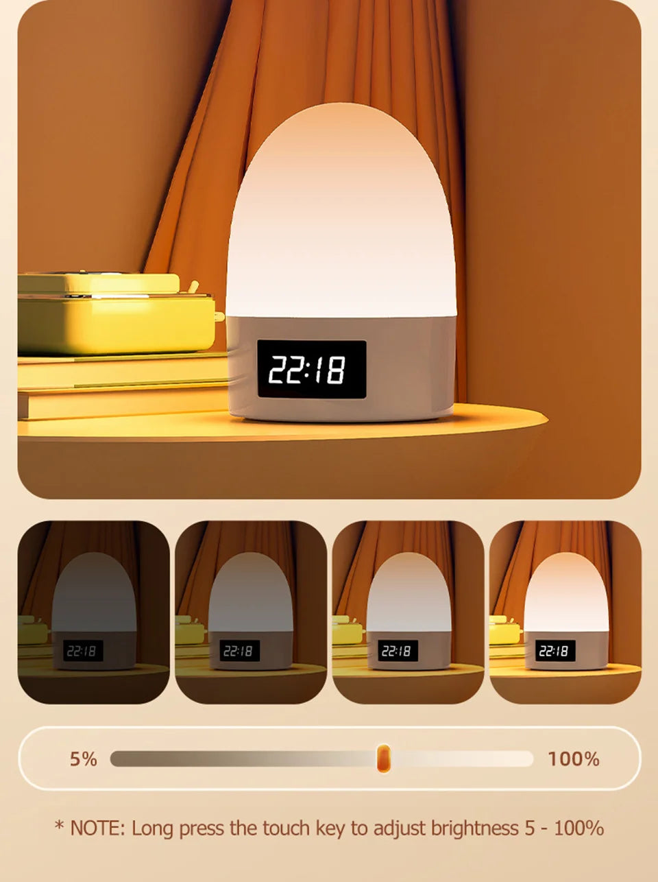 DreamGlow™ Rechargeable Touch Night Light – 3 Colour Modes