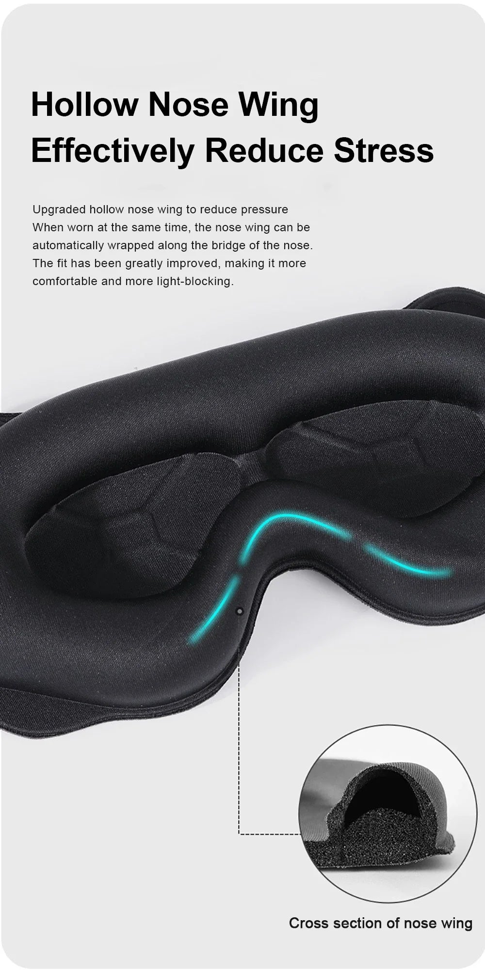 3D Contour Sleep Mask – Total Blackout Eye Mask with Adjustable Strap