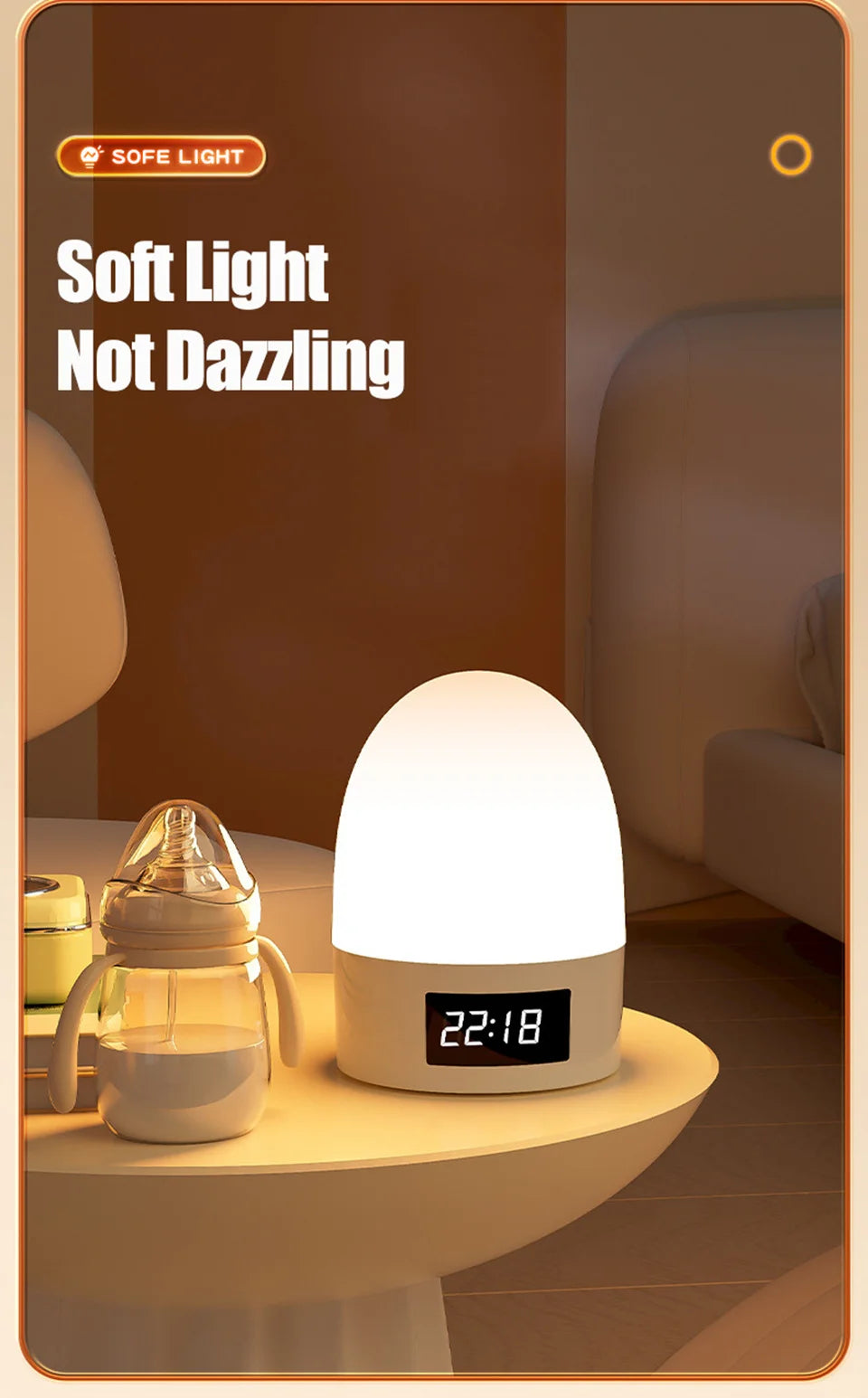 DreamGlow™ Rechargeable Touch Night Light – 3 Colour Modes