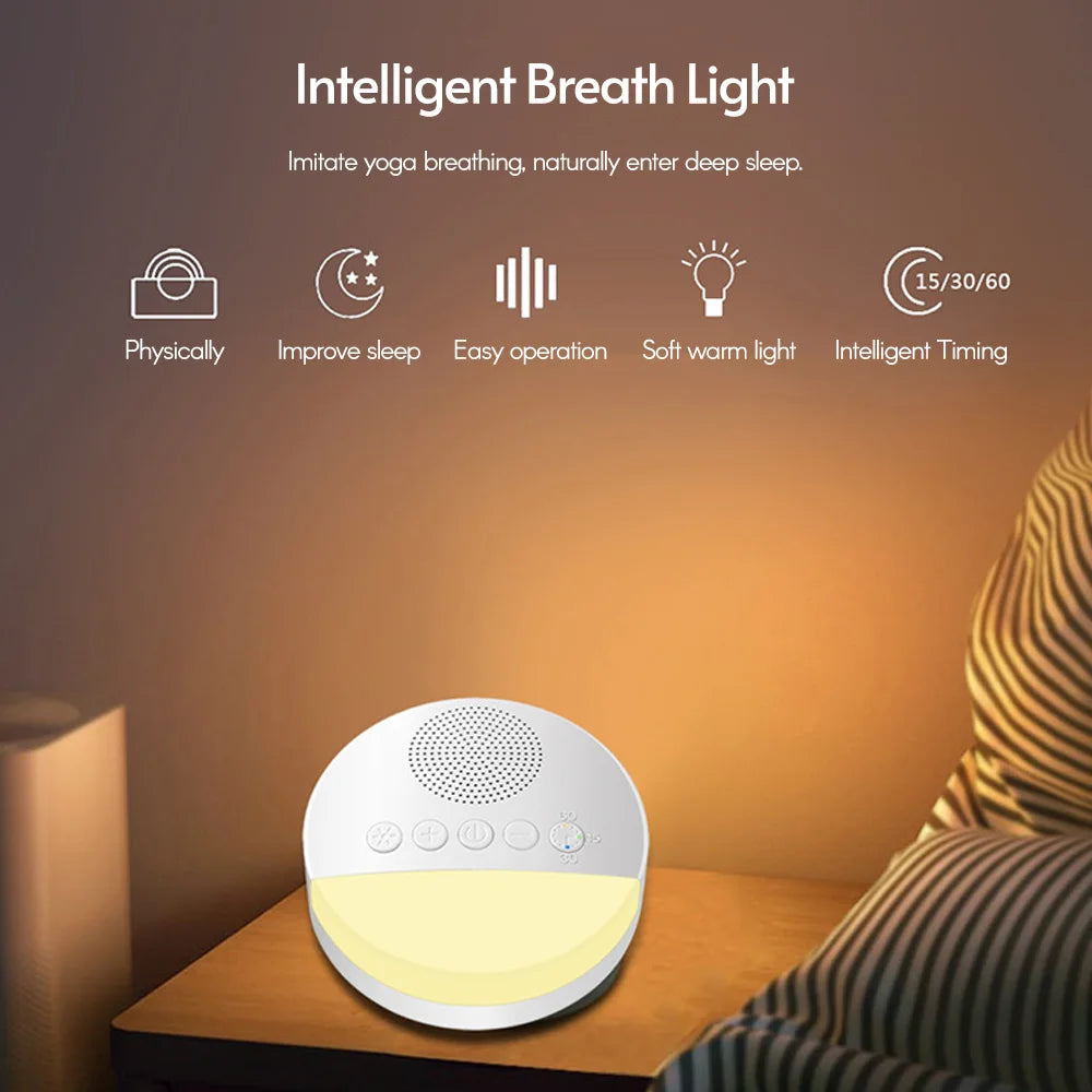 Baby White Noise Machine with Night Light – USB Rechargeable Sleep Sound Machine