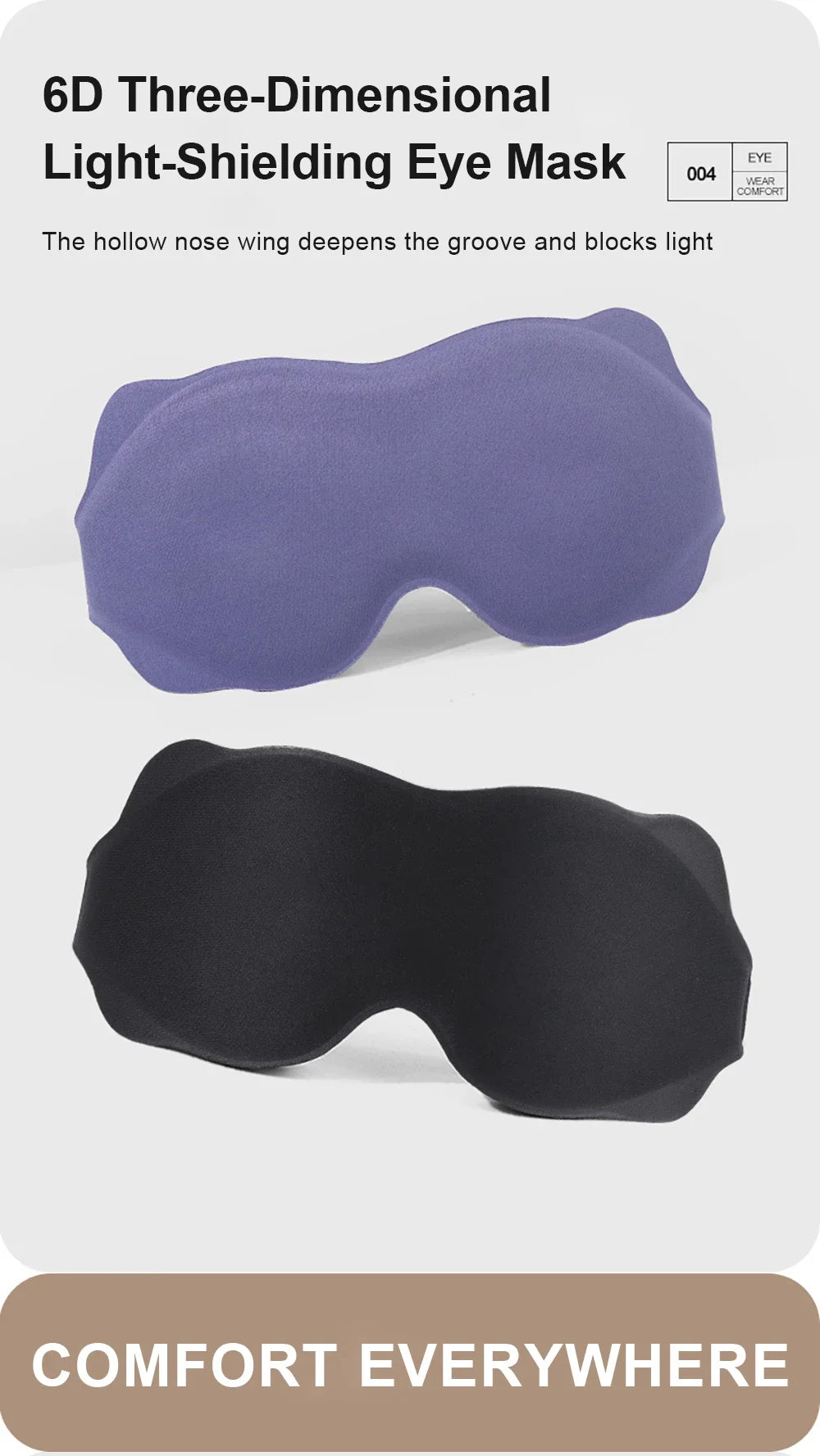 3D Contour Sleep Mask – Total Blackout Eye Mask with Adjustable Strap