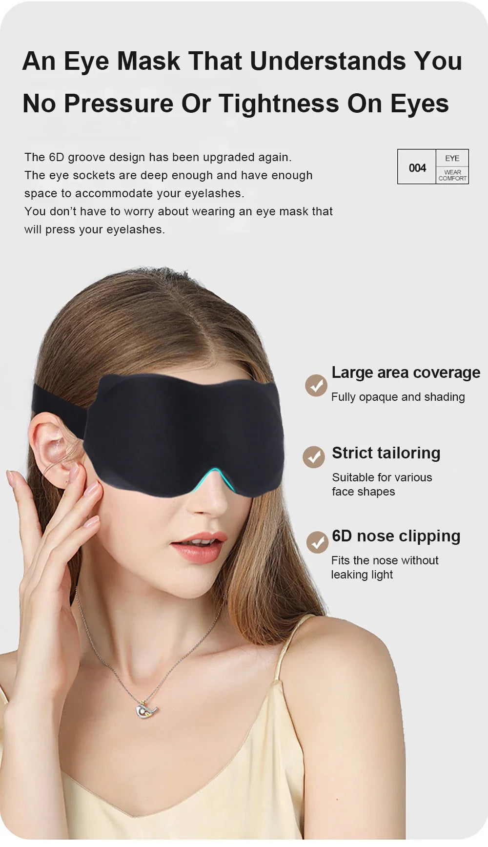 3D Contour Sleep Mask – Total Blackout Eye Mask with Adjustable Strap