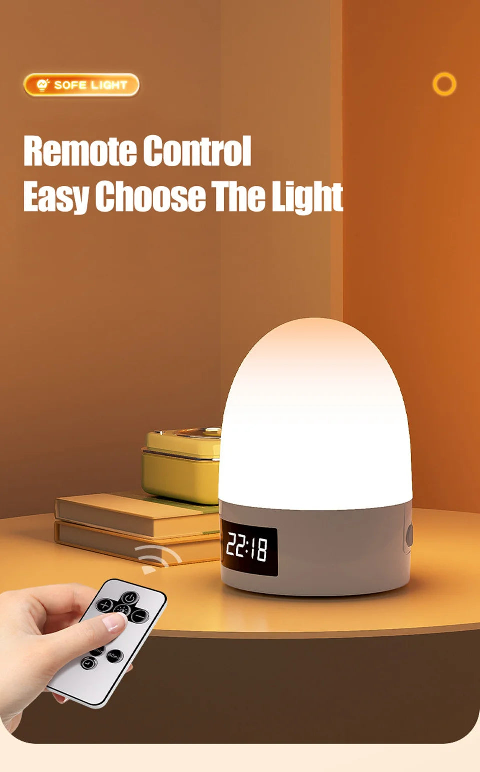 DreamGlow™ Rechargeable Touch Night Light – 3 Colour Modes