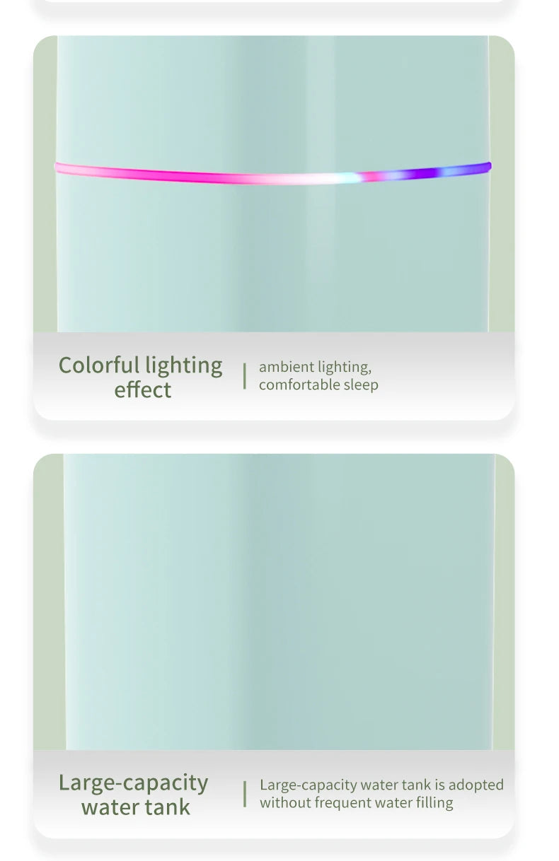 600ml Dual Nozzle USB Humidifier with 7-Colour Ambient Light