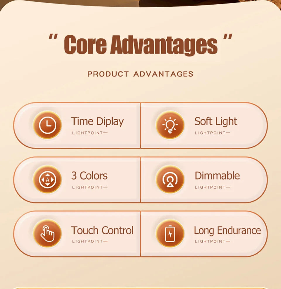 DreamGlow™ Rechargeable Touch Night Light – 3 Colour Modes
