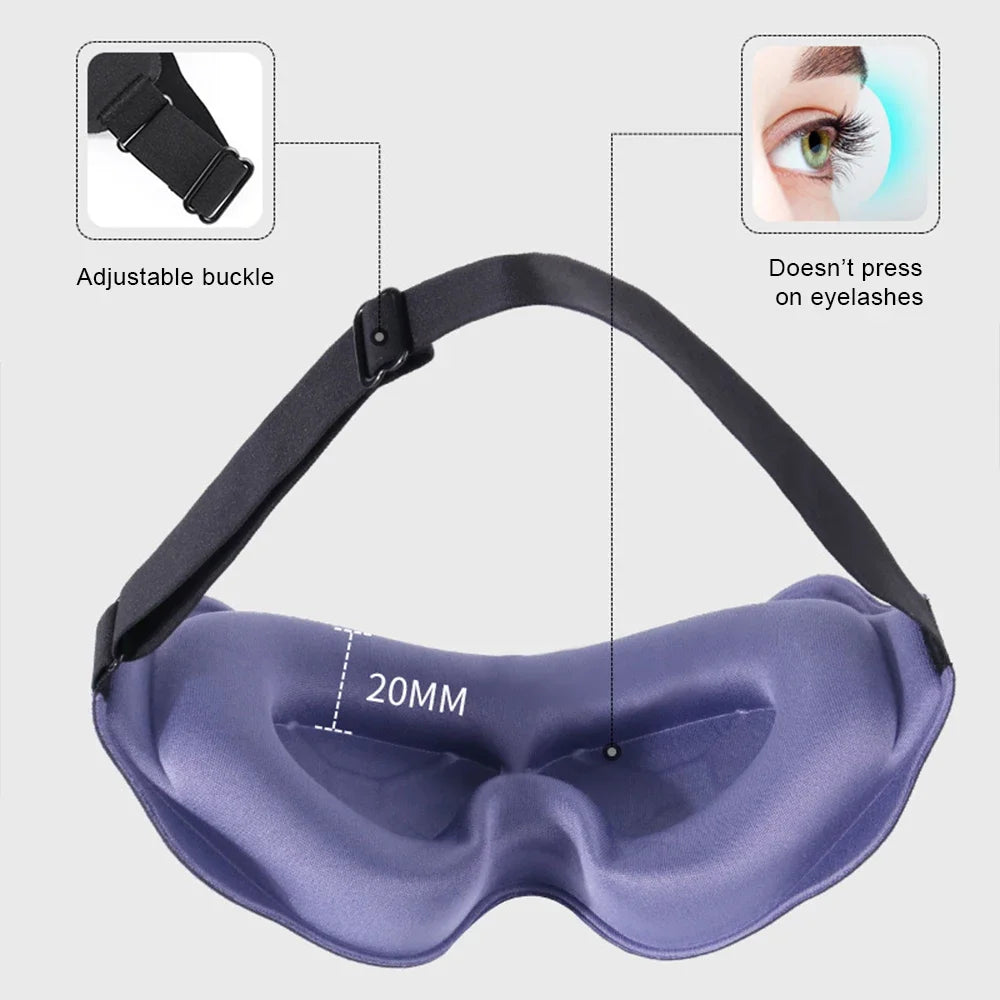 3D Contour Sleep Mask – Total Blackout Eye Mask with Adjustable Strap