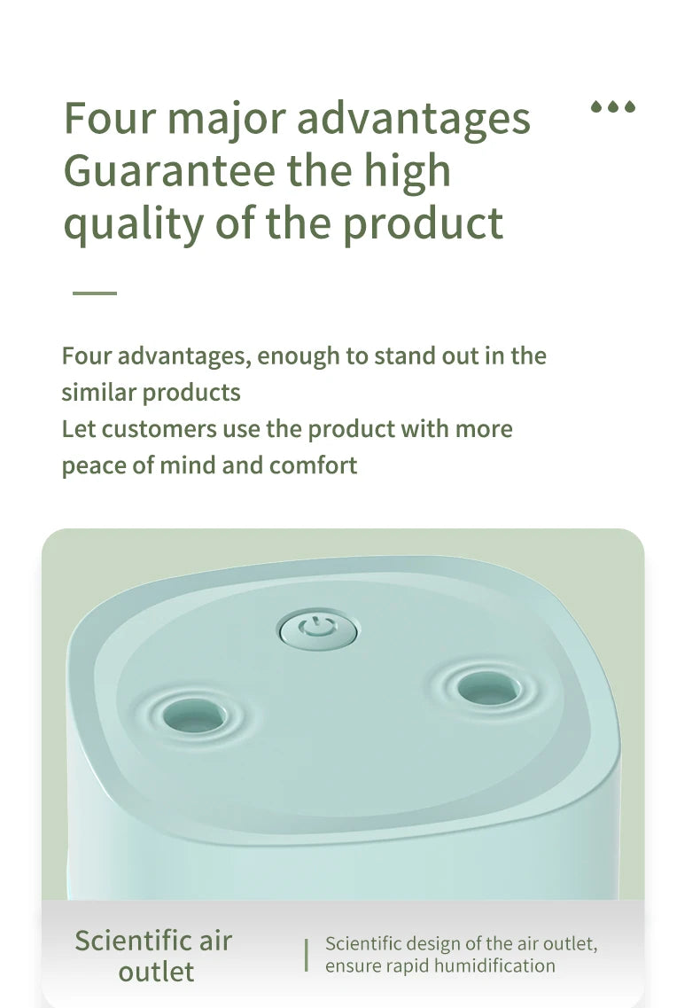 600ml Dual Nozzle USB Humidifier with 7-Colour Ambient Light